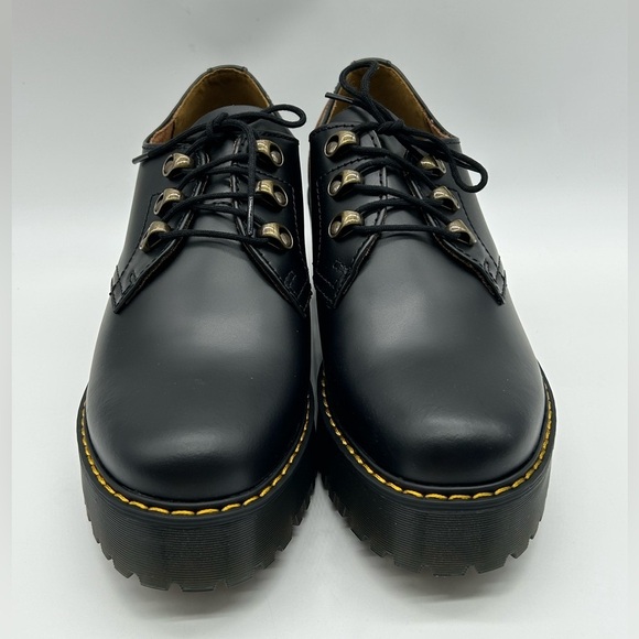 Dr. Martens Leona Lo Platform Oxford Shoes Black Leather Lug Sole Size 10 NWB main image 7